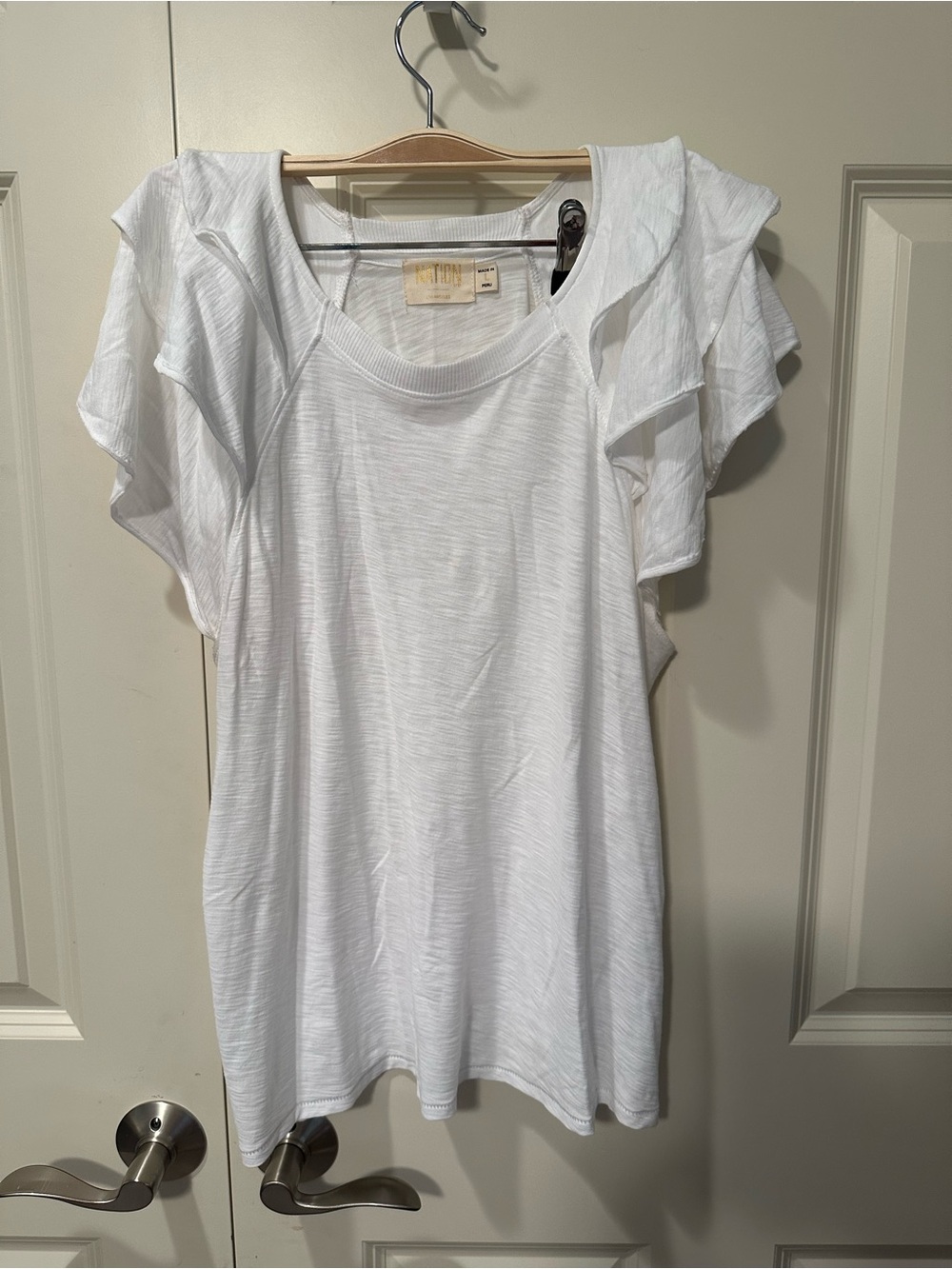 Nation LTD White Ruffle Sleeve Blouse